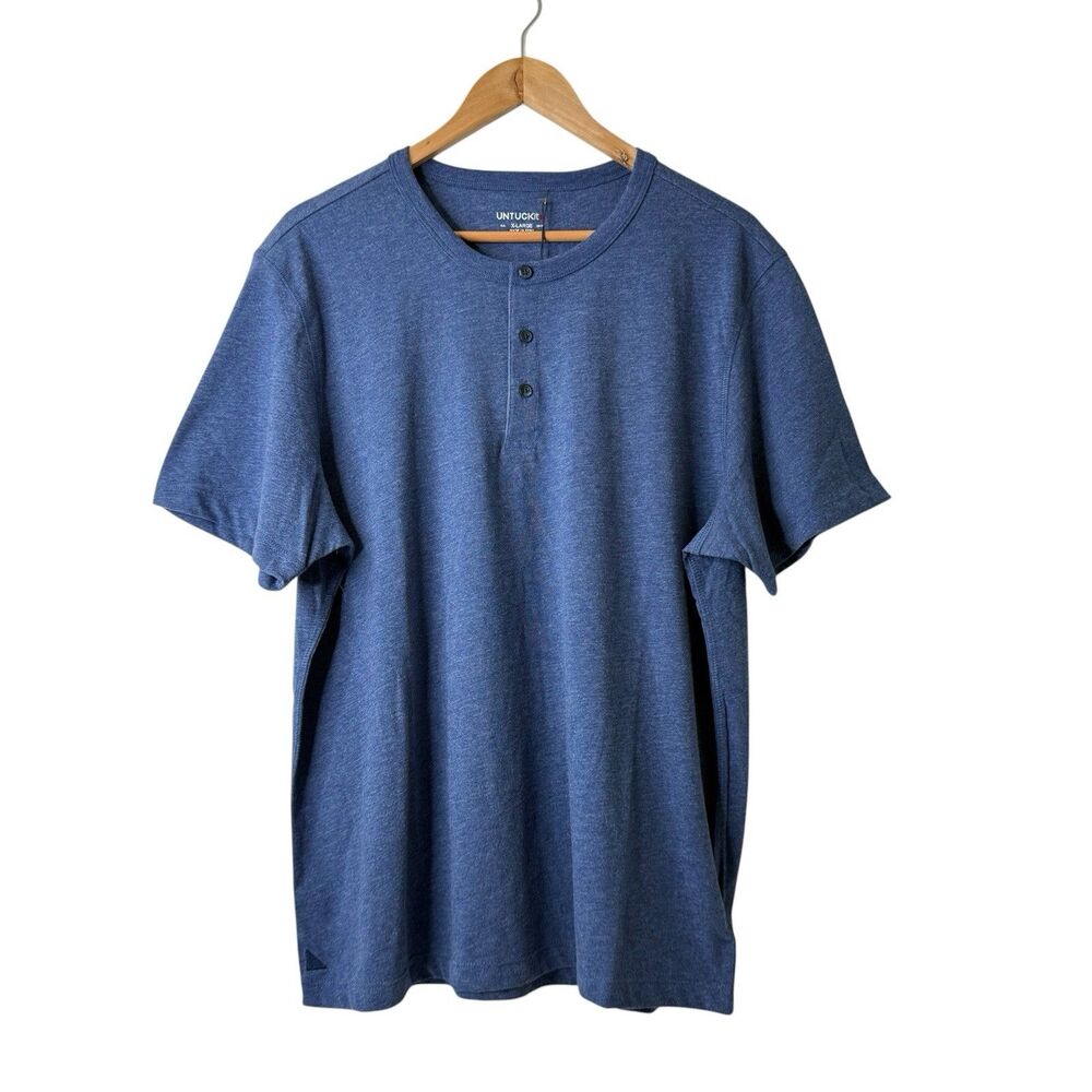 LAKE Pajamas Men's M Short Sleeve Henley Top Modal Blue Casual Loungewear Soft